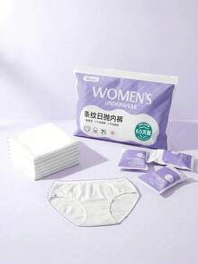1/7pcs Women's Breathable Disposable Striped Panties, Individually Wrapped, Suitable For Travel And Pregnancy - White - View 6