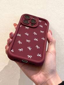 1件女孩風白色蝴蝶結圖案鏤空透明鏡面全包覆軟手機殼，適用於 iPhone 11/12/13/14/15/16 Pro Max - 彩色 - 查看 5
