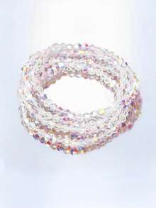 Y2Kool 4pcs/Set Colorful Faceted Glass Beaded Bracelets, Women Elegant Elastic String Bead Bracelets, Perfect Gift - Colorful - View 2