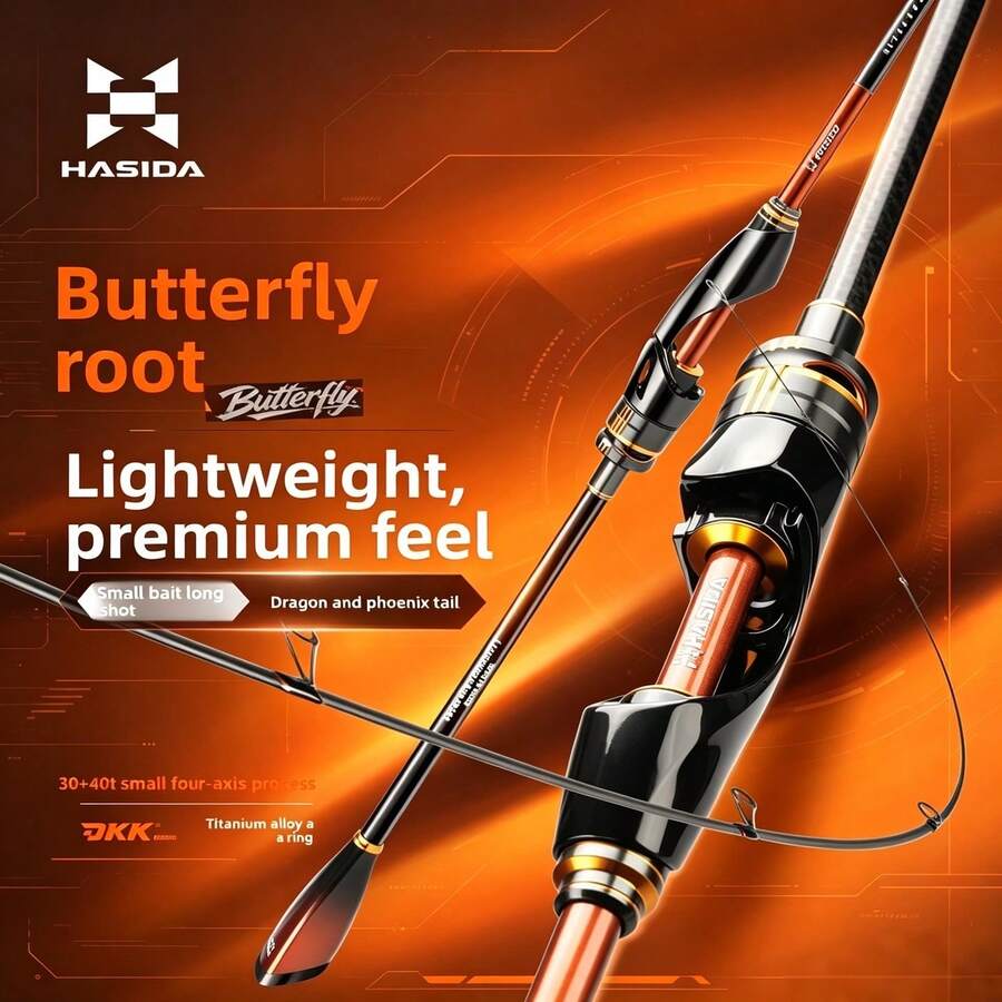 Hasida Butterfly Rockfish Rod Multi-Section Portable Portable For Small Bait Long Cast & All-Round Finesse Angling - Black - View 1