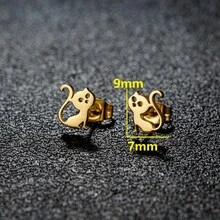 1Pair Stainless Steel Simple Cat Earrings, Sweet Cute Simple Jewelry Party Anniversary Fashion - GED379 - View 5