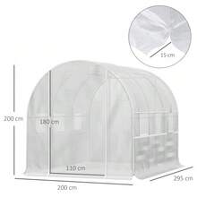 2.95x2x2m Polytunnel Greenhouse, Accessible, With 6 Windows, UV Protection For Garden Plant Cultivation - White - View 3