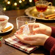 Ly uống nước thủy tinh trong suốt miệng loe, cốc thủy tinh có cây thông Noel 3D bên trong, quà tặng ngày lễ cho nhà bếp gia đình - Nhiều màu - Xem 13