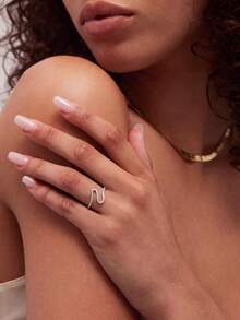 1pc Coil Ring, Inlaid With Sparkling Cubic Zirconia, Unisex, Suitable For Daily Wear Or As Party Accessory. High-Quality Ring, Exquisite Jewelry, Perfect Gift. - Line Ring - View 4