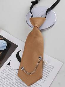 1pc Chain Slouchy Tie, Suitable For Casual Streetwear, Daily Wear, College Style Shirts - Multicolor - View 13
