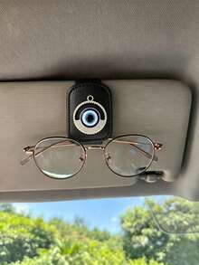 Devil Eye Rhinestone Car Glasses Clip, Car Sun Visor Glasses Storage Clip, Multi-Functional Ticket Holder Interior, Luxury Rhinestone Devil Eye Car Glasses Clip, Car Sun Visor Multi-Functional Glasses Ticket Holder, Creative Car Interior Decoration - Demon Eye - View 13