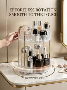 1pc 1/2/3 Tier 360° Rotating Multi-Function Cosmetic Storage Rack, Large Capacity Bathroom Toiletries Organizer, Transparent Desktop Storage Box For Skincare Products On Vanity, Strong Detachable Multi-Function Organizer Rack, Suitable For Tall Bottles - Multicolor - View 4