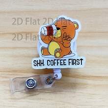 Retractable D-Shaped Badge Reel, Funny Coffee Quote Design, Nurse Hospital Badge Clip Office Lanyard 1pc - A - View 8