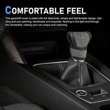 1pc Shiny Car Gear Shift Handle Cover, Car Gear Lever Protector, Automatic Gear Shift Cover With Crystal Glitter Bling Rhinestones, Universal Car Decorative Accessory For Women - A - View 7