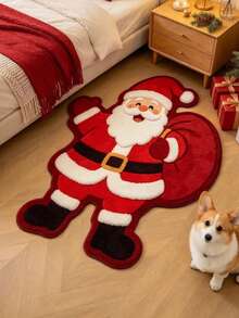 1pc Christmas Waving Old Man Shaped Doormat, Decorative Rug, Carpet, Living Room Rug, Bedroom Rug, Christmas Rug, Door Mat - Multicolor - View 1