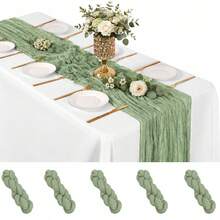 16 Pack Sage Green Cheesecloth Table Runner, Boho Gauze Table Runners, Rustic Semi Sheer Cheese Cloth Fabric For Wedding Party, Baby Shower, Birthday, Engagement, Farmhouse Dining Table Decor, Holiday Decorations, Romantic Wedding Centerpiece Decor - Sage Green - View 34