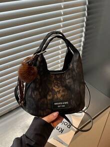 Women Mini Bucket Crossbody Bag,Leopard Print,Vintage Faux Leather,Detachable Strap,Retro Chic Style,For Autumn Winter Daily Wear(Not Include Pendant) - Multicolor - View 15