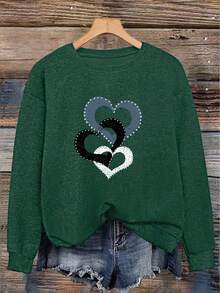Women's New Long Sleeve Round Neck Sweater, Leopard Print Cherry Pattern, Fashion Casual Knitwear, Suitable For Daily Commute - Dark Forest Green - View 3