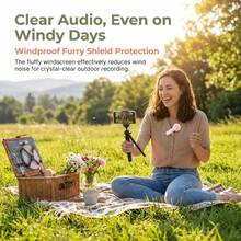 HITOZON Wireless Lavalier Lapel Microphone, Plug & Play, Noise Cancelling Mini Mic, Compatible With IPhone & Android, For Vlogging, Live Streaming & Interviews - Pink - View 5