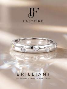 1pc Moissanite Ring, Minimalist Polished Half-Eternity Band Style, Ideal For Women's Party And Daily Wear - Round Diamond Moissanite Ring - View 5