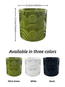 1pc Curved Textured Embossed Flower Pot, Home Indoor Plant Planter, Living Room Entryway Potted Plant Container, Premium Soft Decor Ornament, New Home Decoration, Gift Choice - Curved - View 11
