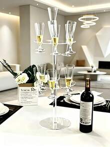 Wine Glass Storage Rack, Multi-Layer Large Capacity Organizer With Exquisite Acrylic Champagne Tower Cup Holder; Transparent Display Stand Suitable For Parties, Weddings, Christmas; Transparent Square Acrylic Goblet Display Rack, Can Be Used For Baby Showers, Graduation Ceremonies And Home Decor, Kitchen, Bar, Banquet, Celebration, Anniversary, Birthday Party And Other Occasions - Multicolor - View 11