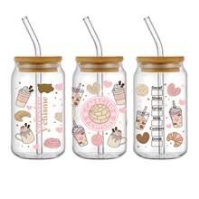 5pcs/Set Cafecito Y Chisme UV DTF Cup Stickers Decals Transfer, High Quality Self-Adhesive Stickers Suitable For Mugs, Water Cups, Cups, 16oz Glass Jars DTF Transfer Stickers, 3D Crystal Labels High Quality Scratch Resistant, DIY Cup Body Transfer - Multicolor - View 5