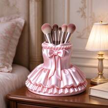 Pink Ballet Skirt 3D Printed Storage Cylinder, Multifunctional Makeup Brush Holder Pen Holder, Luxury Sweet Style Desktop Decor Organizer Container - View 1