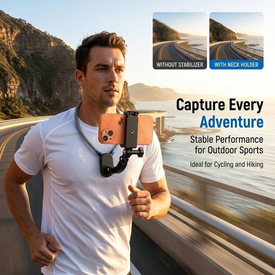 Hanging Neck Phone Mount, Adjustable First‑Person POV Video Shooting Stand, Wearable Chest Clip With 360° Rotatable Phone Holder, Hands‑Free Vlog Recorder Bracket For Cooking Hiking Travel Daily Use - Black - View 1