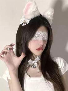 2/1pc Women's Sexy Cat Ear Headband With Bell 2pcs/1pc, Cute Cosplay Rabbit Ear Headband, Perfect For Photo Shoot, Hair Accessory - Multicolor - View 4