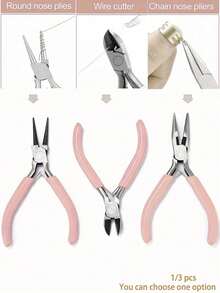 3pcs Jewelry Pliers Tool Set, Includes Needle Nose Pliers, Chain Pliers, Round Nose Pliers And Wire Cutter, Suitable For Jewelry Repair, Wire Weaving, Handmade Crafts, Jewelry Making And More - Light Pink - View 2