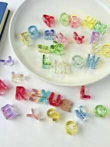 20Pcs Random Styles Iridescent Clear Large Hole Acrylic Alphabet Letter Beads,DIY Name Beads For Keychain Phone Chain Bracelet Jewelry Making Handcraft Supplies - Multicolor - View 10