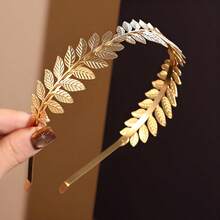 1pc Crown Floral Wreath Roman Emperor Gold Leaf Headband, Caesar Headpiece, Cosplay Party Accessory, Halloween Decoration - Gold - View 2