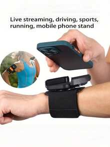 360° Rotatable Phone Holder For Wrist Or Arm, Adjustable Strap Phone Stand For Outdoor Sports Running Cycling Gym Workouts Jogging, Universal Smartphone Mount For Live Streaming Driving, Hands-Free, GPS Clip For Phone Bracket - Black - View 12