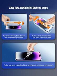 4PCS Dust-Free HD Clear Screen Protector, Compatible With IPhone 18 Pro Max/18 Pro/17/17Pro/17Air/17Pro Max/16/16Pro/16Pro Max/15/15Pro/15Pro Max/14/14Pro/14Pro Max/13/13Pro/13Pro Max/12/11/XS/8/7, Anti-Scratch, Anti-Shock, Anti-Fingerprint, Easy Installation. - Black - View 4