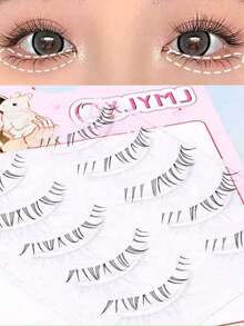5 Pasang Bulu Mata Palsu Batang Transparan Gaya Alami, Bulu Mata Bawah Gaya Anime Jepang yang Berlebihan untuk Cosplay DIY, Dapat Digunakan Kembali, Cocok untuk Wanita dan Anak Perempuan, Bulu Mata Palsu Strip yang Nyaman - Hitam - View 3