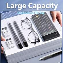 5/10pcs Macaron Color A4 Transparent Snap Button File Folder, Thickened Large Capacity Storage Bag For Student Documents And Office Use - Multicolor - View 4