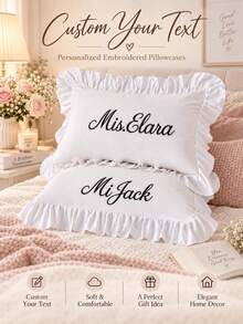 Personalized Wedding Pillowcase, Embroidered Couple Pillowcase, Couple Gift, Newlywed Gift, Wedding Souvenir - Multicolor - View 3