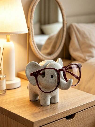 1pc Cute Elephant Shaped Resin Glasses Display Stand, Glasses Holder, Desktop Storage Rack, Stable Fashion Glasses Organizer, For Bedside Living Room Office Dorm Decor, Gift For Friends Family Colleagues, Back To School Teacher's Day Birthday