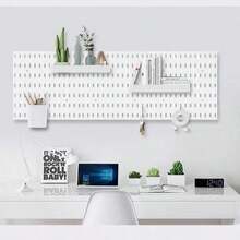 1/2/3/4/6pcs Wall-Mounted Pegboard Storage Rack, Easy Installation, Thickened Wall-Mounted Design, PP Material, Size 11.02" X 11.02", Multiple Accessories Available, Free DIY, Efficient Storage Space-Saving, Suitable For Bathroom, Kitchen, Living Room, Office. Plastic Pegboard, Modular Pegboard Storage System, Can Be Used In Home, Office, Craft Room, Game Room And Other Scenarios. - Multicolor - View 3