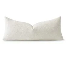 1pc ( No Insert)Off White Boucle Textured Lumbar Pillow Cover, Rectangular Decorative Throw Cushion Case For Bed Sofa Living Room, Cover ONLY, No Pillow Insert - White - View 3