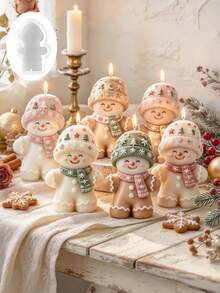 1pc Christmas Gingerbread Man Silicone Mold, Cartoon Smiling Face Doll Aromatherapy Candle Mold, DIY Handmade Soap Plaster Resin Mold, Easy Release Reusable, Desktop Home Decor, Christmas, New Year, Thanksgiving Gift - A - View 3