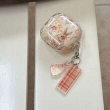Cute Autumn Flower Rabbit With Decorative Pendant Earphone Case Compatible With Apple 5/ 4 Cute Earphone Cover Apple 2nd Gen 3rd Gen New Protective Case Pendant Airpodspro 3 Korean Style Earphone Case Pro 2 Girls Earphone Case Protective Cover - Pale Yellow - View 6