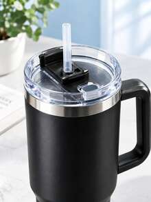 1200ml Double-Layer Stainless Steel Vacuum Insulated Water Bottle, Suitable For Outdoor Sports And Automotive Use, Comes With Large Capacity Cup And Plastic Straw - Multicolor - View 4
