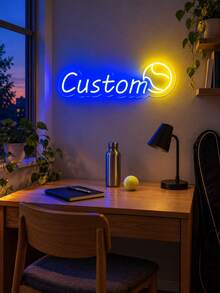 1件客製化網球霓虹燈牌，可自訂姓名與文字 LED 牆燈，藍黃配色 USB 供電運動霓虹裝飾，適用於網球俱樂部、球場入口、球員臥室、遊戲室、生日派對，網球愛好者禮物 - 多色8 - 查看 4
