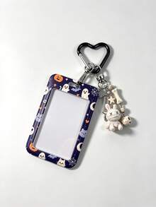 1 Set Fashionable Halloween Pumpkin Print Card Holder Pendant, Bag Charm, Keychain, Wallet, Business Bank Credit Card Holder, Unisex Wallet Sleeve - Multicolor - View 5