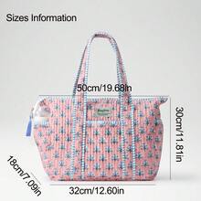 1pc Large Capacity Floral Pattern Diaper Bag Tote For Mom And Dad, With Changing Pad, Travel Diaper Storage Bag, Thickened Quilted Hospital Bag, Suitable For Boys And Girls, Mother's Day Gift - Multicolor - View 4