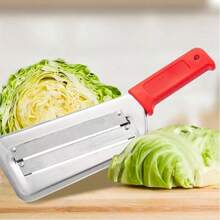 4PCS/1PC Red Handle Stainless Steel Cabbage Shredder, Handheld Vegetable Slicer For Salad, Multifunctional Kitchen Veggie Grater - Multicolor - View 7