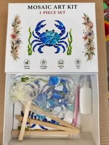 1 Set DIY Acrylic Mosaic Art Kit, Cute 3D Ocean Animal Handmade, Easy Assembly No Tools Required, Create Exquisite Ocean Artwork, Suitable For Beach Home/Wall/Desktop Decor, Colorful Glass Fragments With Sturdy Base, Perfect Gift For Adult Beginners And Craft Enthusiasts - Multiple Styles - View 8