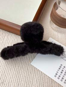 2pcs/Set Autumn/Winter Pink & Black 12cm Plush Hair Claw - Multicolor - View 3