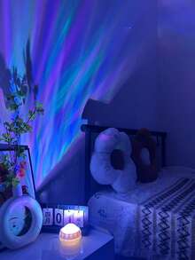 1pc 7-Color Northern Lights Wave Projection Night Light, With Remote Control, USB Powered, Wave Projection Lamp, Suitable For Home And Bedroom Decor, Bedroom Ambiance | Colorful Lighting Effect - Multicolor - View 1