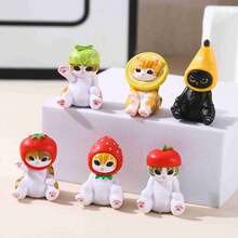 mofusand 1pc Fruit-Themed Cat Figurines With Random Styles. Exquisite Design, Great For Collection And Holiday Gifts. (Stochastic Style) - Multicolor - View 3