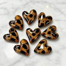 5/10/15pcs Leopard Print Heart Resin Fridge Magnets, Cute Decorative Magnets, Suitable For Kitchen, Office, Storage Cabinets, Dishwashers And Refrigerators, Kitchen Decor, Home Decor, Mother's Day Gift - Multicolor - View 3