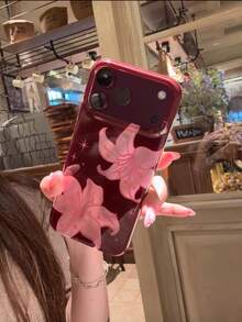 Korean Vintage Cherry Red Gilded Lily Flower Phone Case Compatible With Iphone 18 Pro Max, 17 Pro Max, 15, 16 Pro, 17 Pro, Full Coverage Anti-Drop Protective Shell - Burgundy - View 2