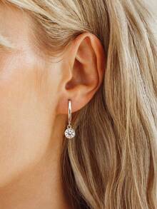 ESBERRY 1 Pair Fashionable Cubic Zirconia Teardrop Earrings, Exquisite Women's Jewelry, Suitable For Daily Wear - Earrings - View 3